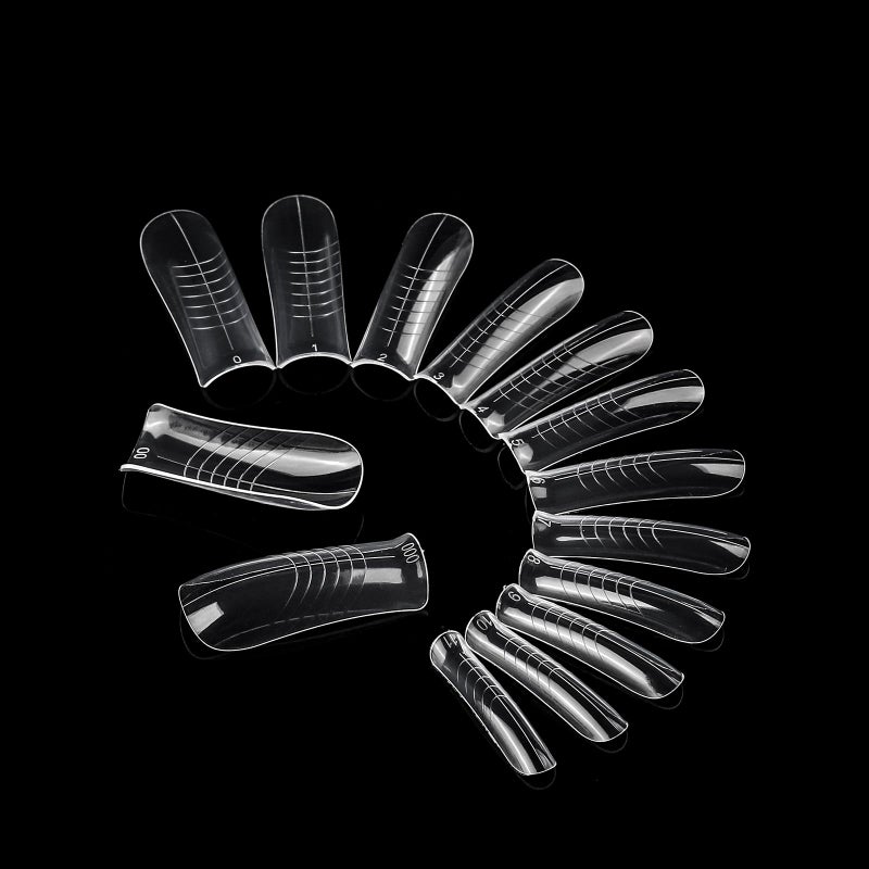 NMKL38 Diy 140PCS Clear Dual Nail Forms Full Cover Nail Mold Tips Arched Almond Acrylic Nail Extension Tools for Poly Gel Nail Art Salon (TI20F) - Image 3